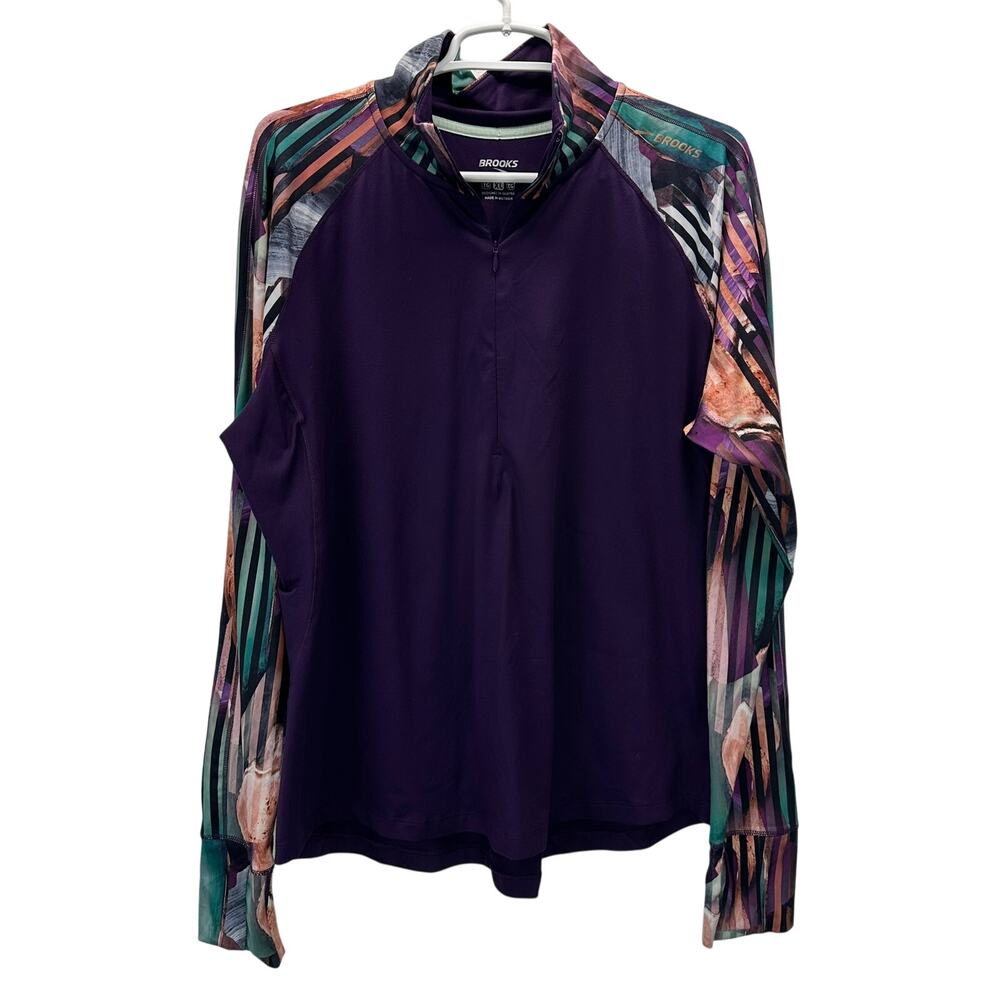 Brooks Women's Dash 1/2 Zip Long Sleeve Performance Top Purple XL